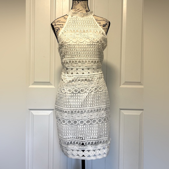 Cute Peek-A-Boo Boho White Dress - Picture 1 of 4